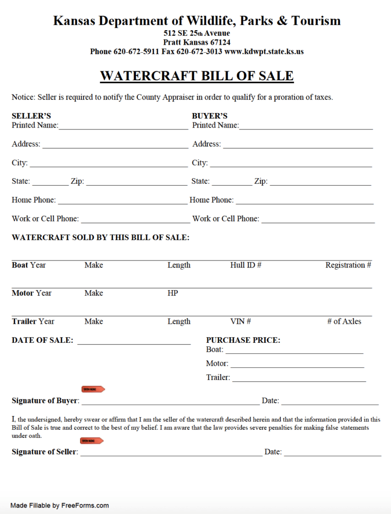 Free Printable Boat Bill Of Sale