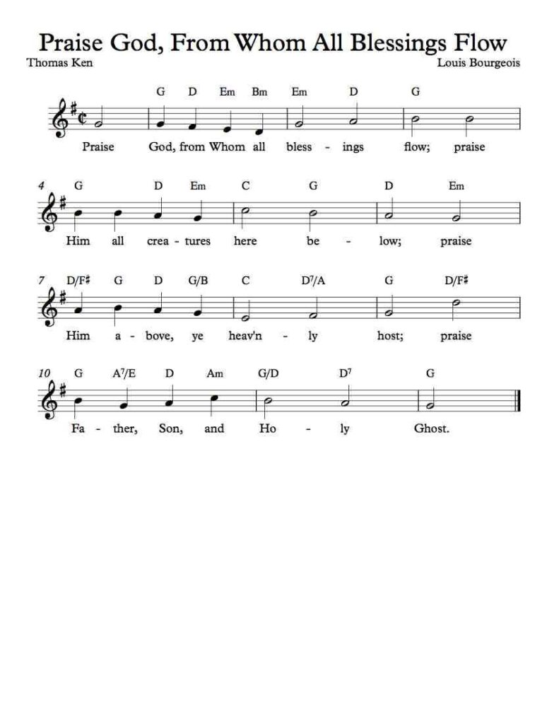 Free Lead Sheet Praise God From Whom All Blessings Flow Hymn Sheet Music Piano Sheet Music Sheet Music