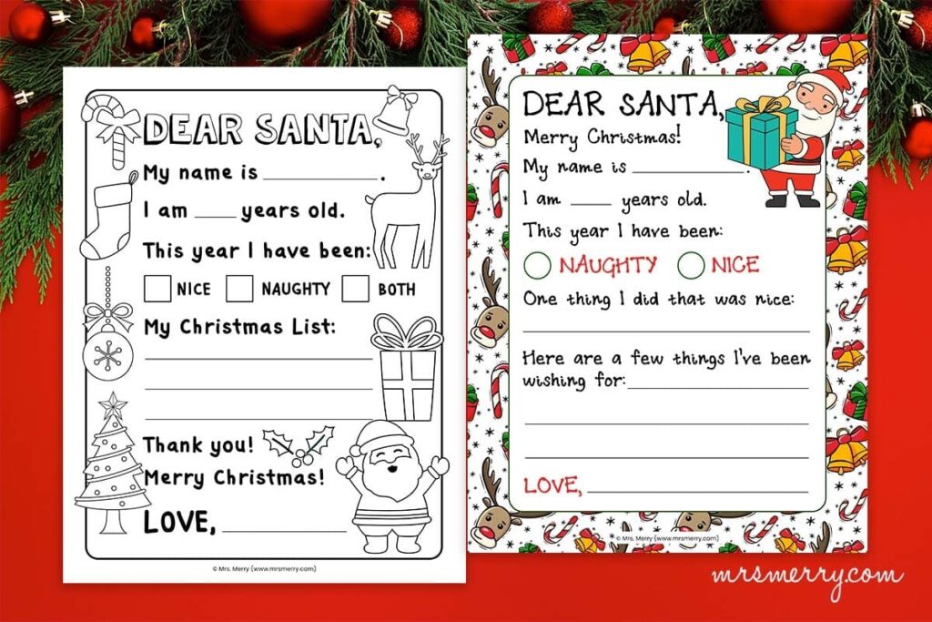 Free Letter To Santa Template Printables Mrs Merry
