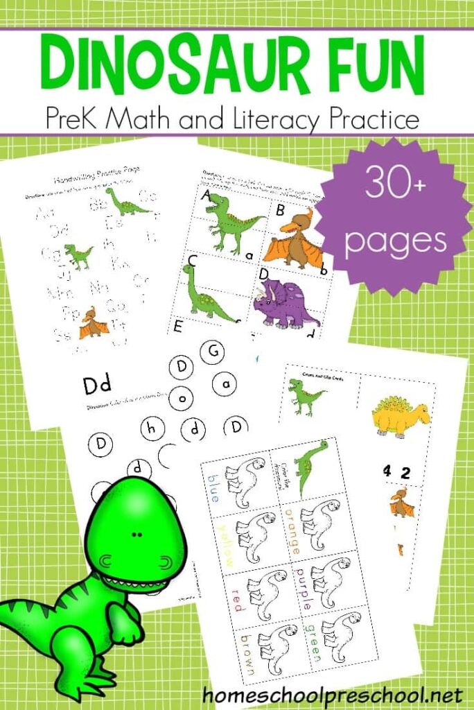 Free Math And Literacy Dinosaur Printable Activities
