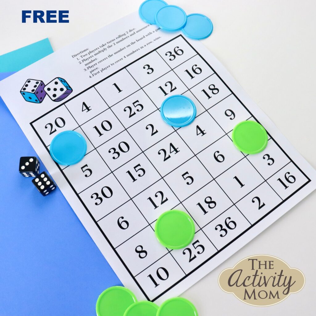 Free Multiplication Bingo Game printable The Activity Mom