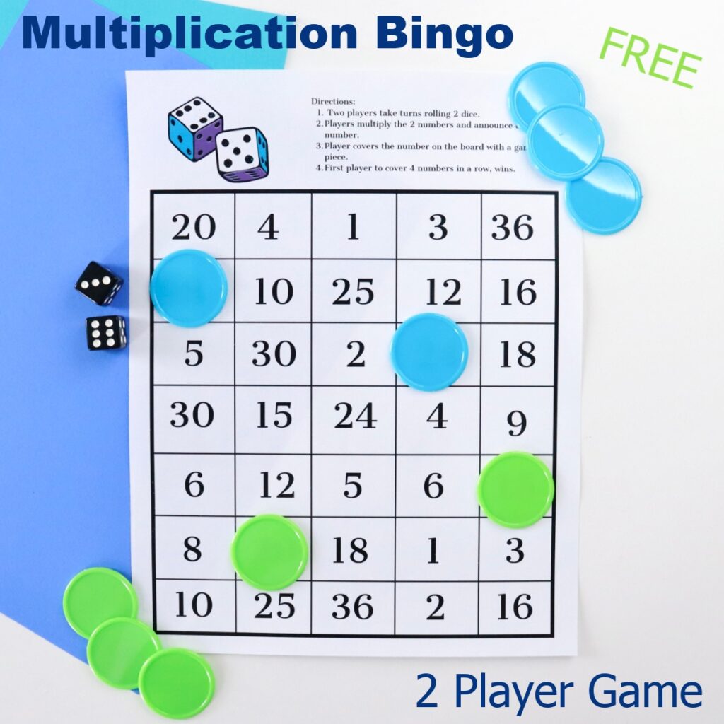 Free Multiplication Bingo Game printable The Activity Mom