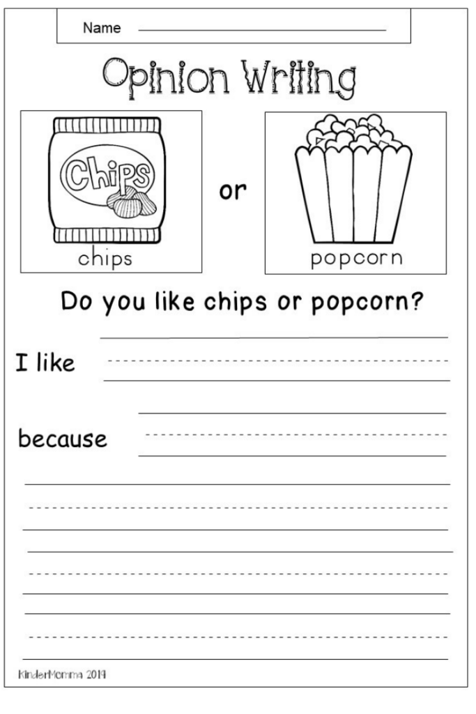 Free Opinion Worksheet Kindermomma 2nd Grade Writing Second Grade Writing Elementary Writing