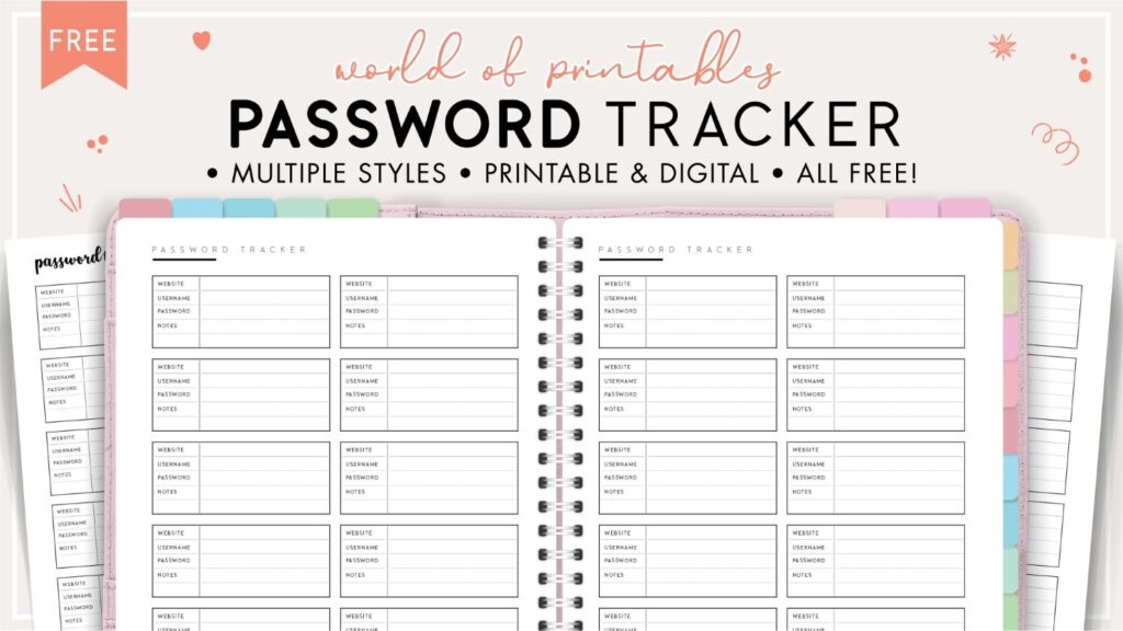 Free Password Tracker Template World Of Printables