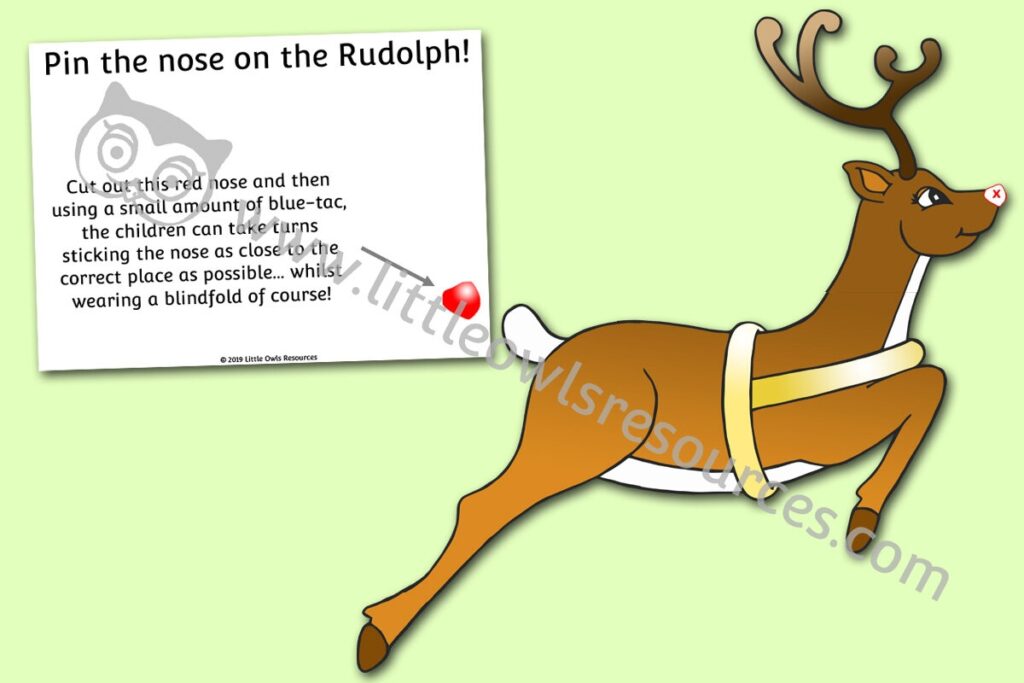 FREE Pin The Nose On The Rudolph Printable Early Years EY EYFS Resource download Little Owls Resources FREE
