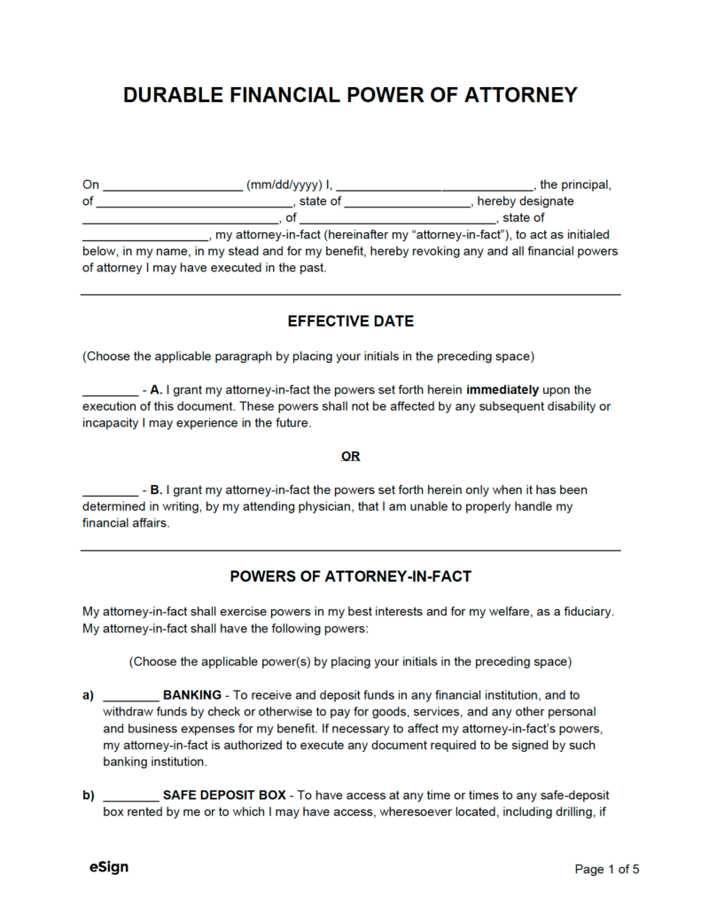 Free Power Of Attorney Forms PDF Word