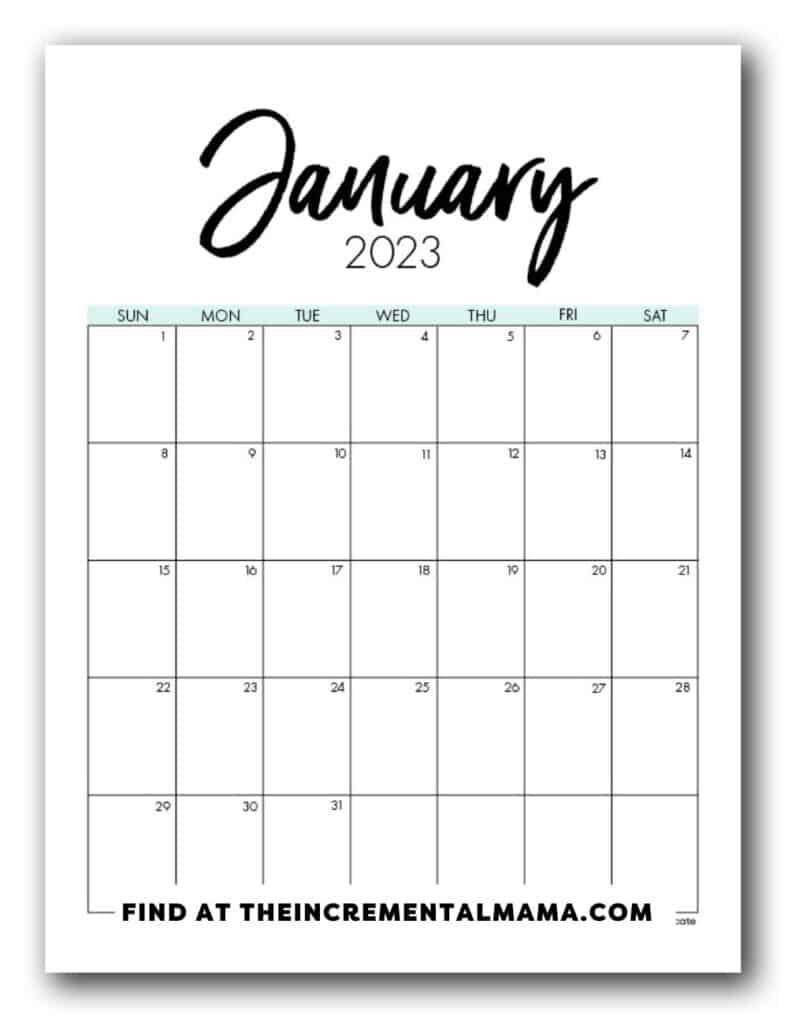 Free Printable Blank Calendar 2023