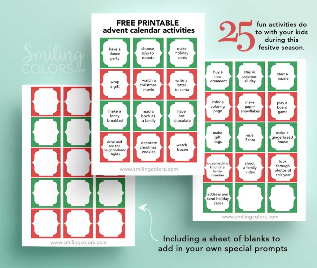 FREE PRINTABLE Advent Calendar 25 Ideas For Family Time 