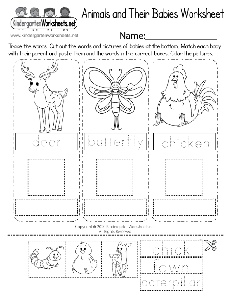 Free Printable Animals And Their Babies Worksheet