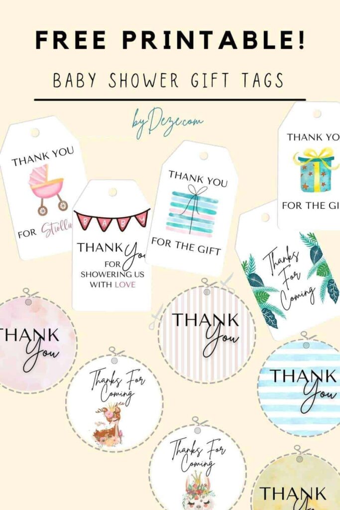 Free Printable Baby Shower Thank You Tags for Favors Goodie Bags ByDeze