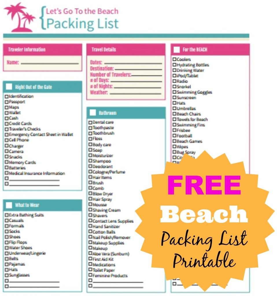 Free Printable Beach Packing Checklist Forget Nothing Packing List Beach Beach Packing Beach Vacation Packing