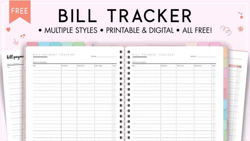 Pdf Free Printable Bill Tracker