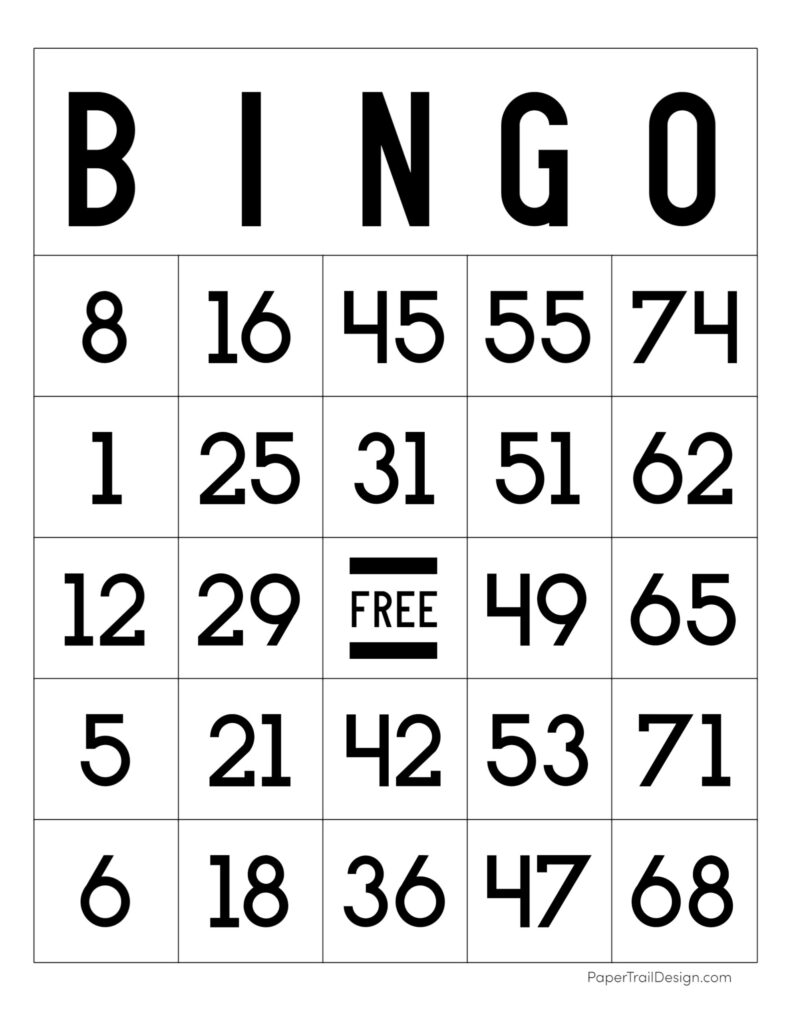 Free Printable Bingo Cards Paper Trail Design