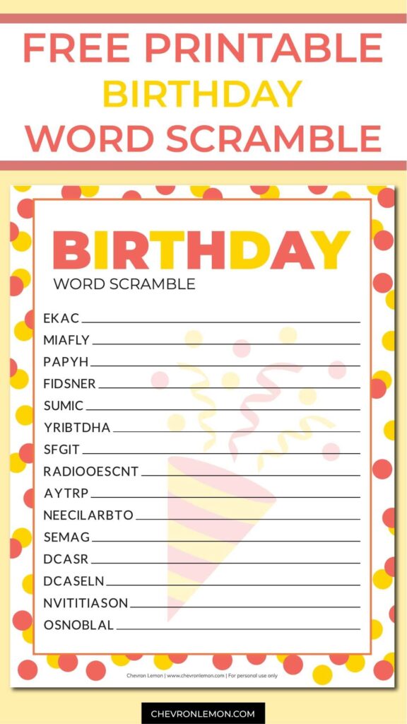 Free Printable 50th Birthday Party Games