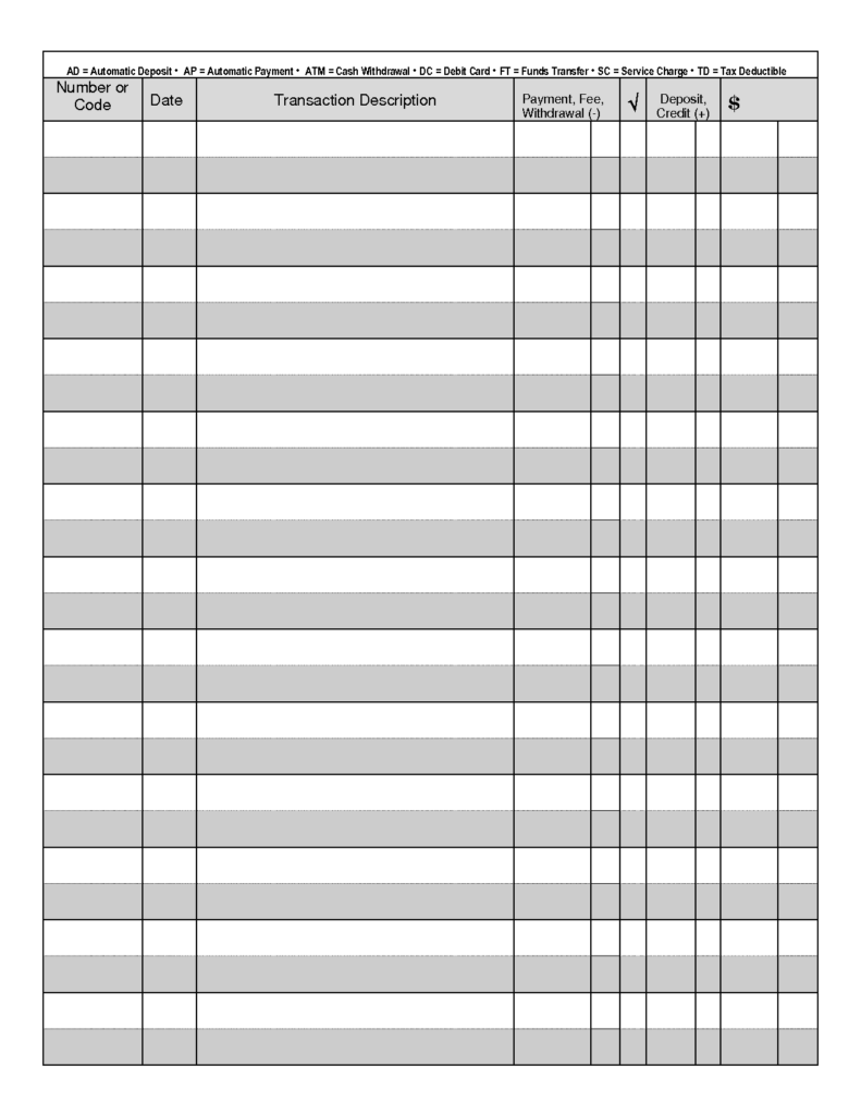 Pdf Free Printable Printable Check Register