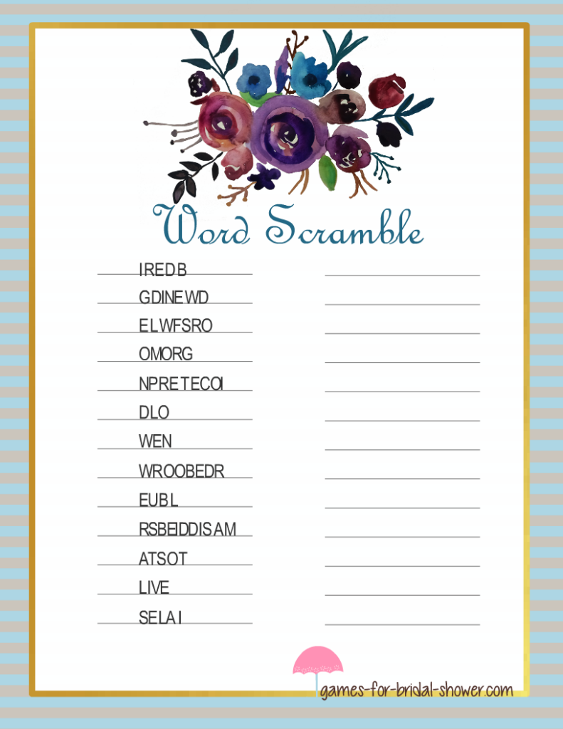 Free Printable Bridal Shower Games Word Scramble - Free Printable Templates