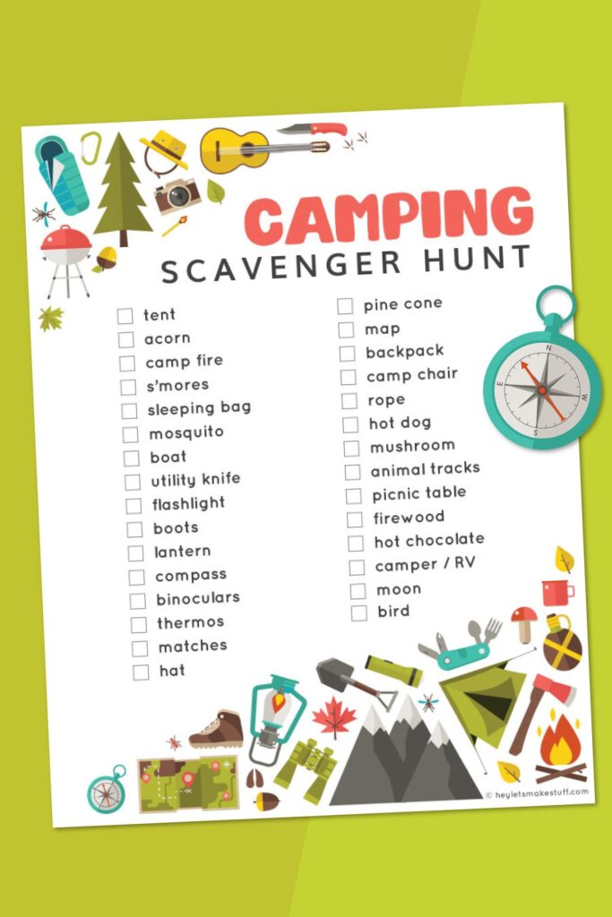 Free Printable Camping Scavenger Hunt Hey Let s Make Stuff