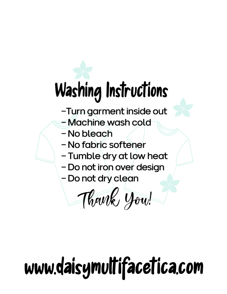 FREE Printable Care Cards For HTV Iron On Garments Print Cut 