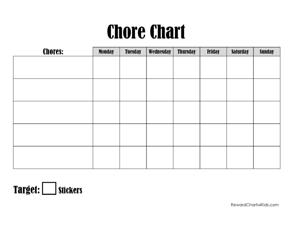 Chore Chart With Pictures Free Printable