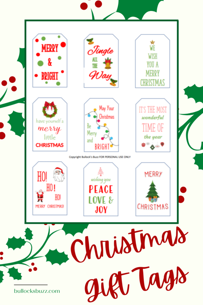 Free Printable Christmas Gift Tags Bullock s Buzz