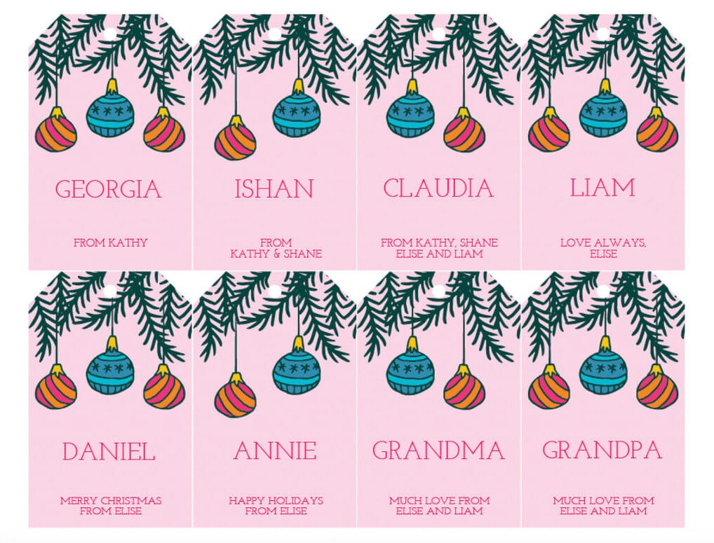 Free Printable Christmas Gift Tags In Pink Editable Merriment Design