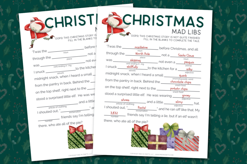 FREE PRINTABLE CHRISTMAS MAD LIBS Printables Mad In Crafts