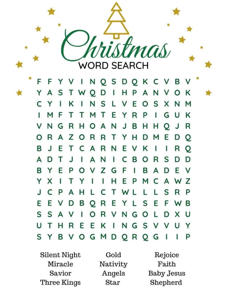 Free Printable Christmas Wordsearch