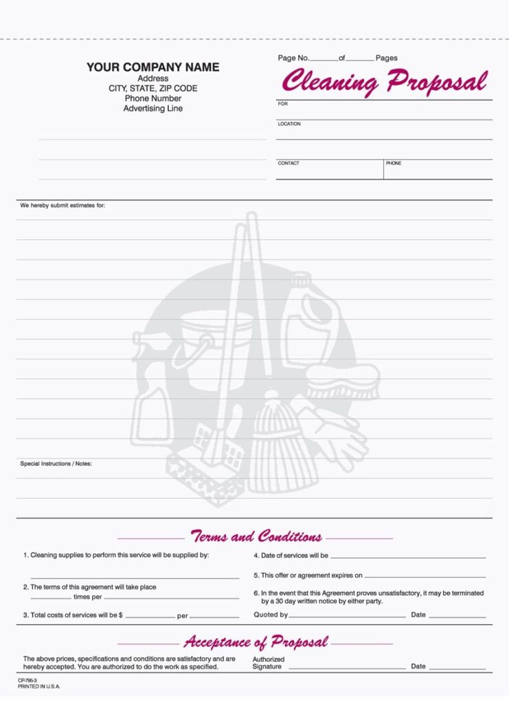 Free Printable Cleaning Proposal Forms Free Printable Cleaning Cleaning Business Commercial Cleaning