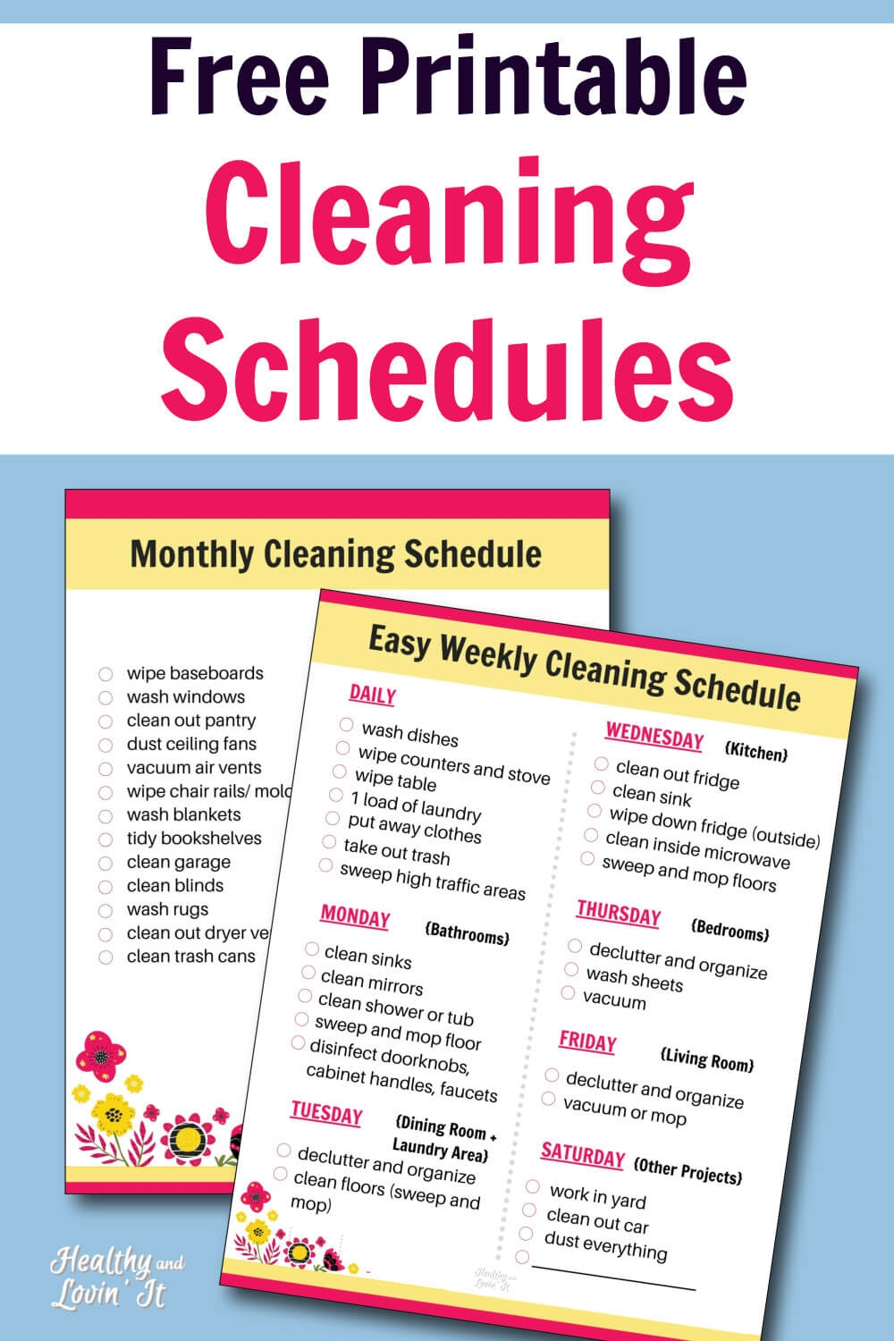 Printable Cleaning Schedule Free