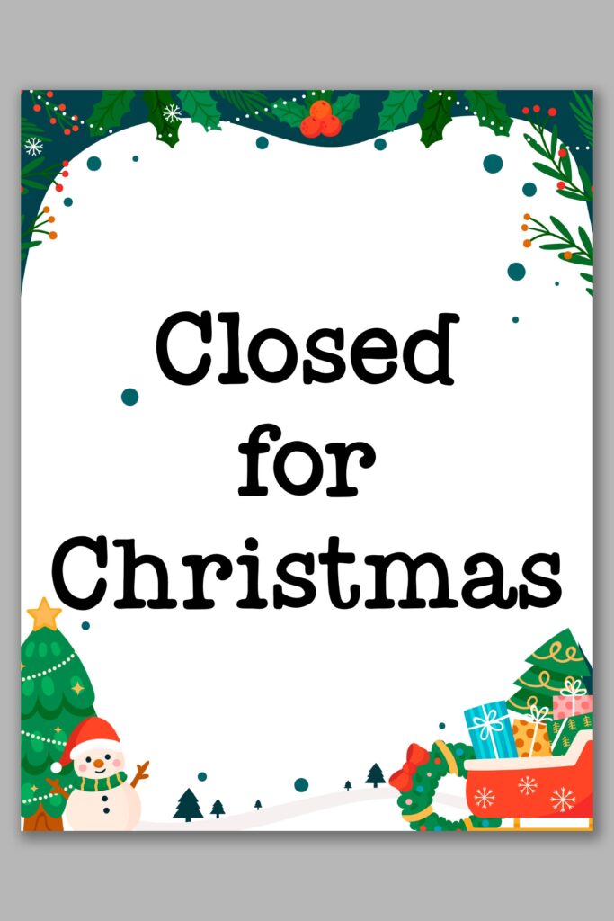 Free Printable Closed For Christmas Sign Template Set