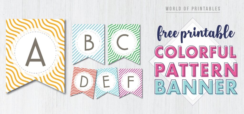 Free Printable Colorful Striped Pattern Banner Letters World Of Printables