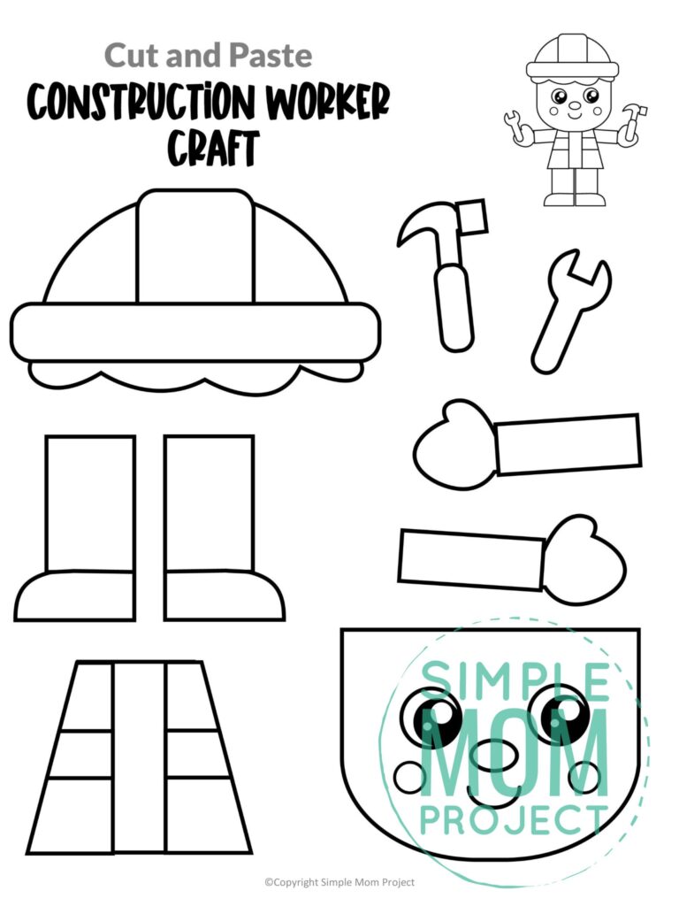 Free Printable Construction Worker Craft Template Simple Mom Project