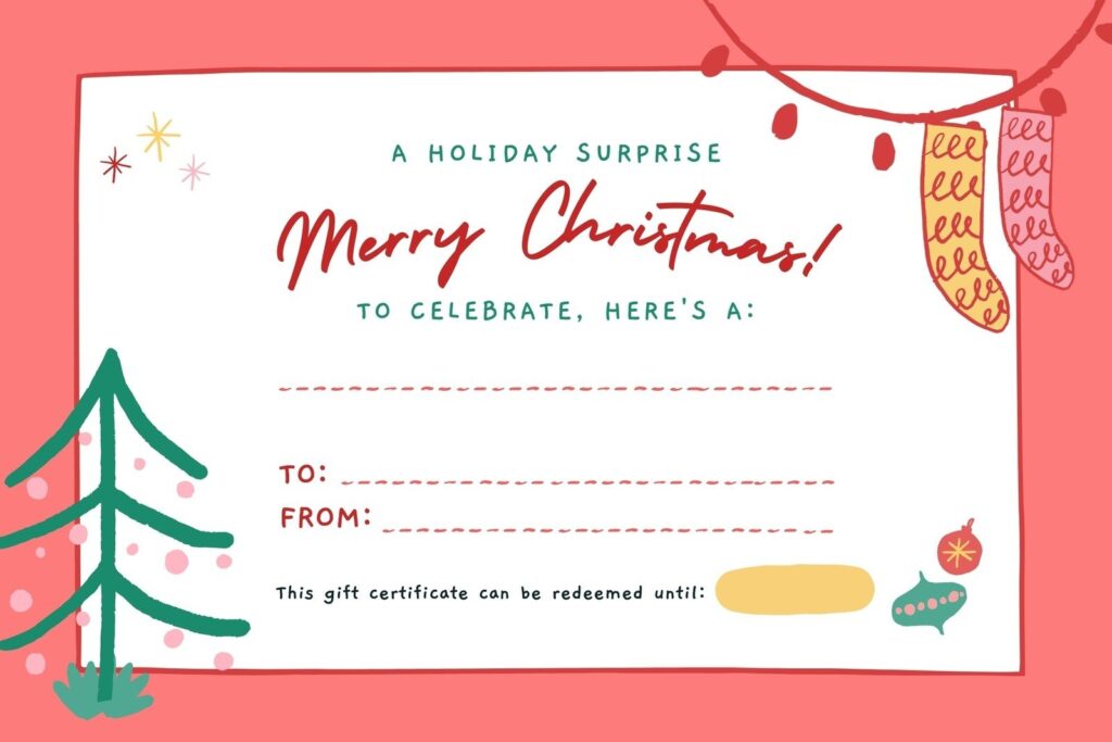Free Printable Custom Christmas Gift Certificate Templates Canva