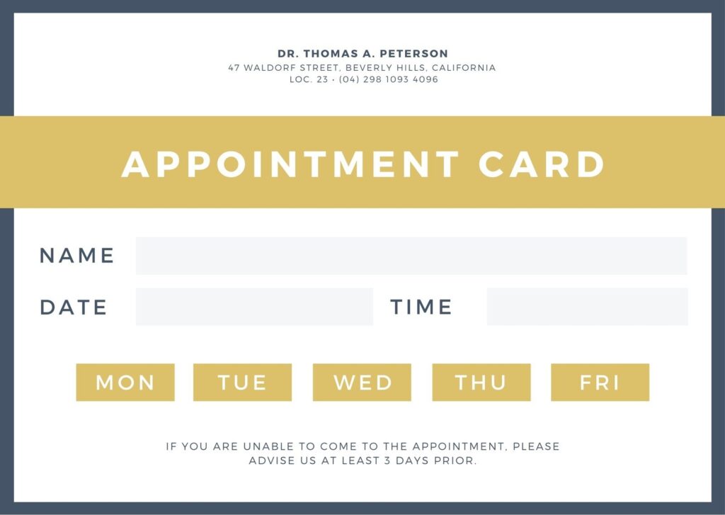 Free Printable Customizable Appointment Card Templates Canva