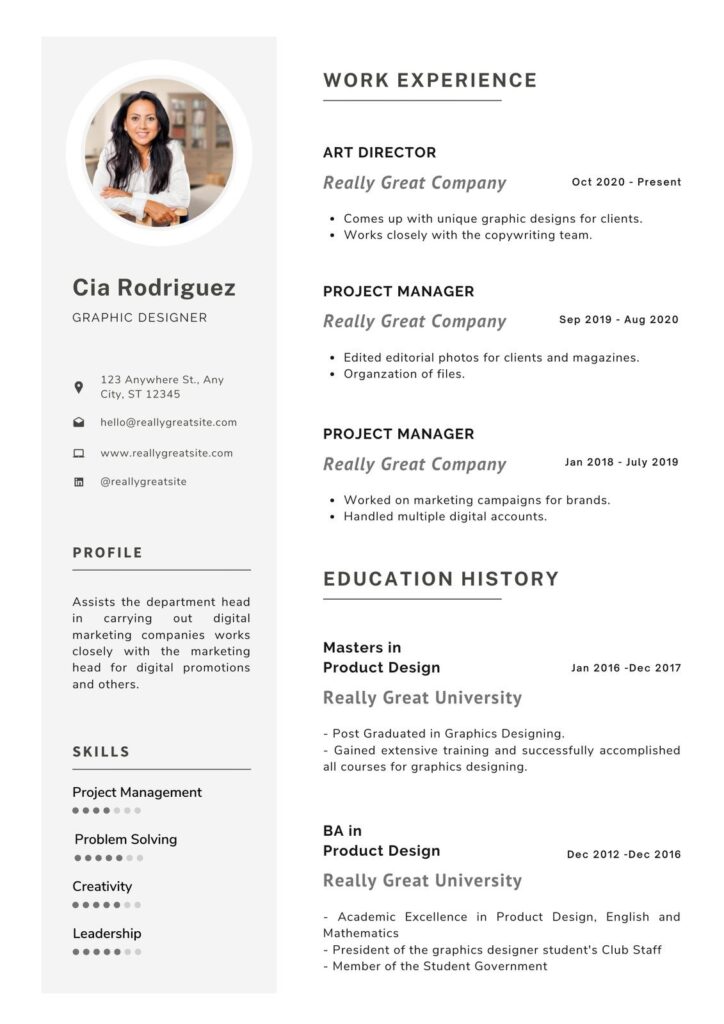 Free Printable Customizable Creative Resume Templates Canva