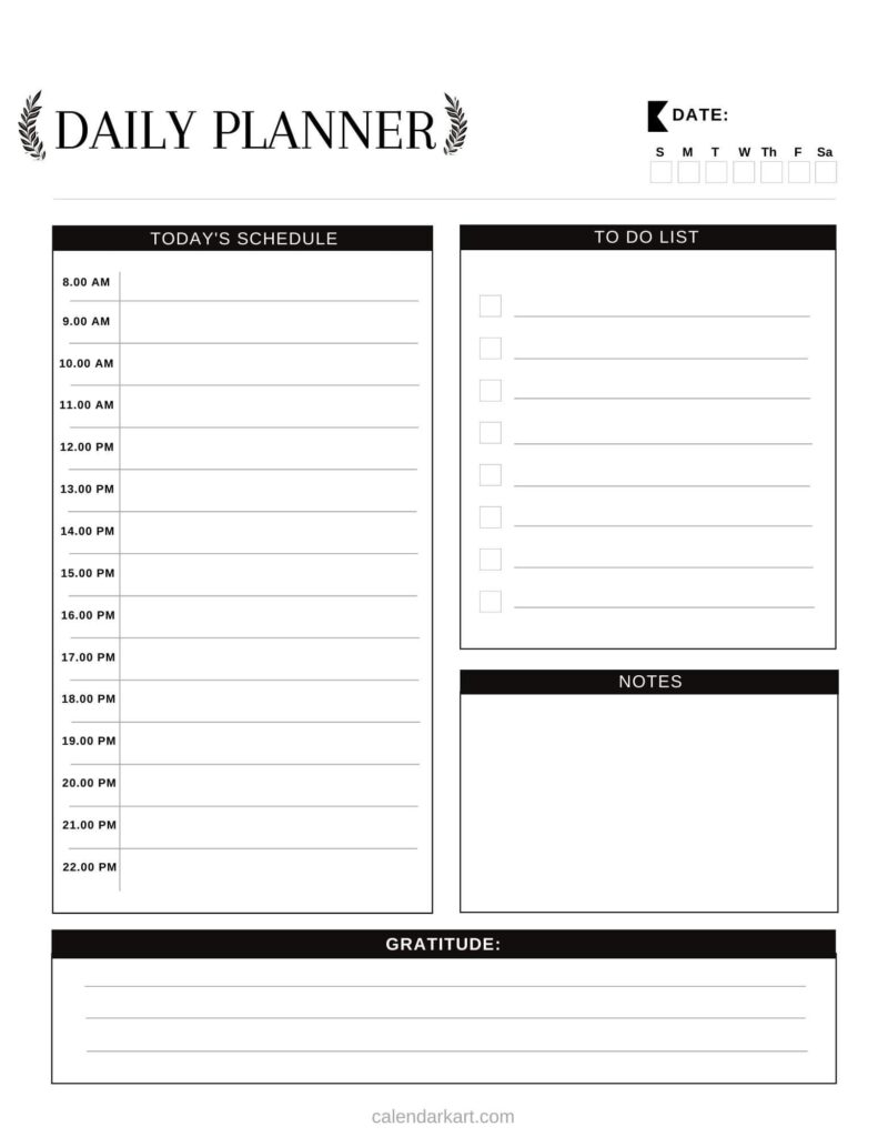Free Printable Daily Planner 2022 6 Templates CalendarKart