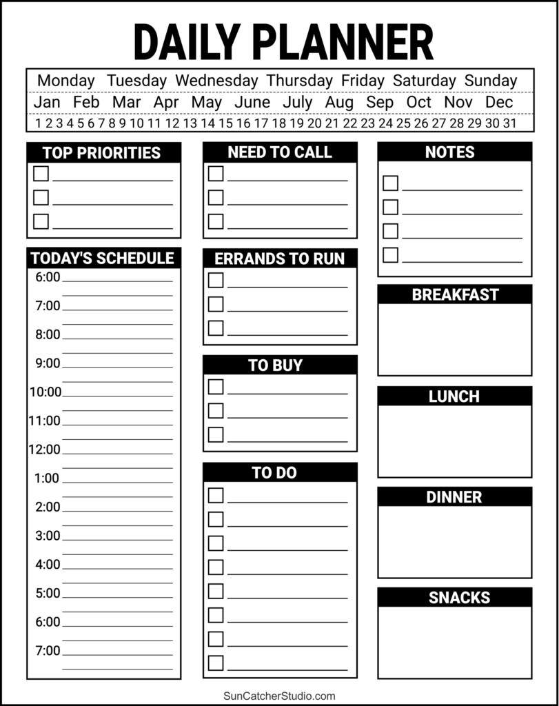 Daily Planner Template Free Printable