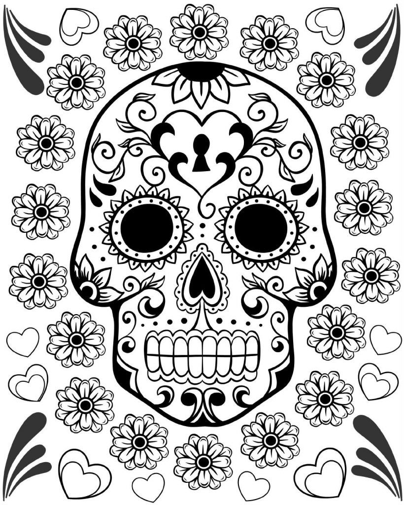 Free Printable Day Of The Dead Coloring Pages Best Coloring Pages For Kids Skull Coloring Pages Coloring Pages Coloring Books