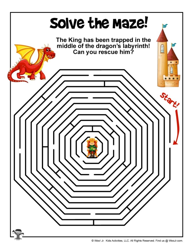 Free Printable Dragon Maze For Kids Woo Jr Kids Activities Children s Publishing