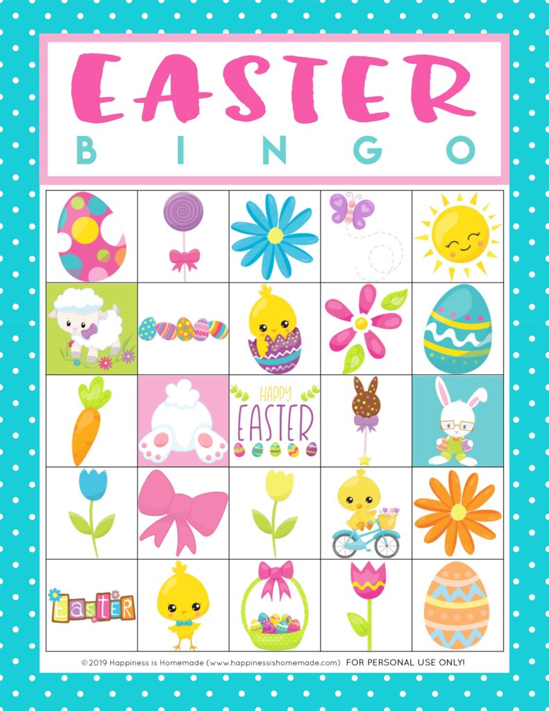 FREE Printable Easter Bingo Game Cards Happiness Is Homemade