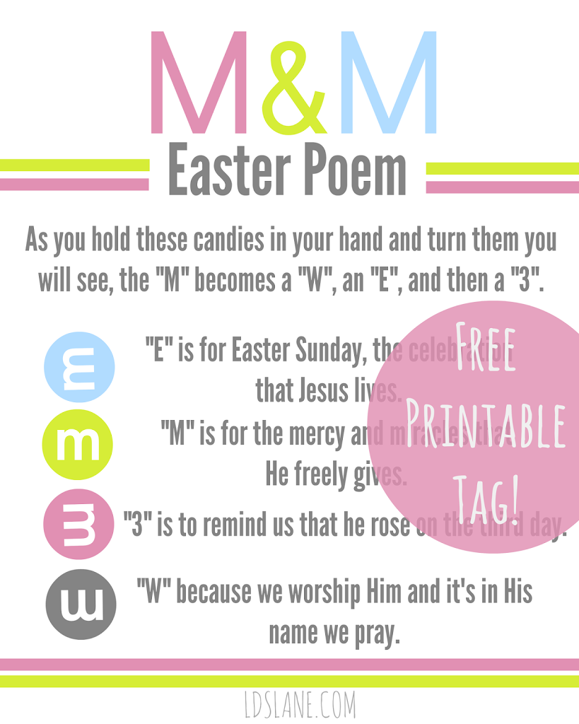 Free Printable Easter M M Poem Tags U Create
