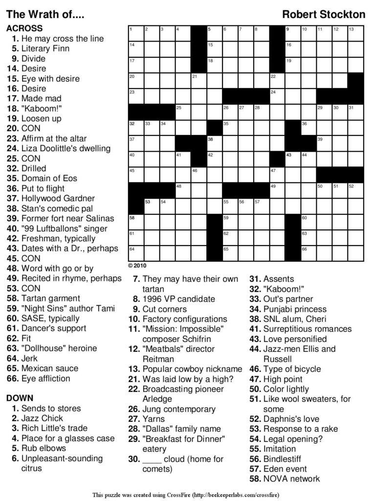 Free Printable Crosswords For Adults