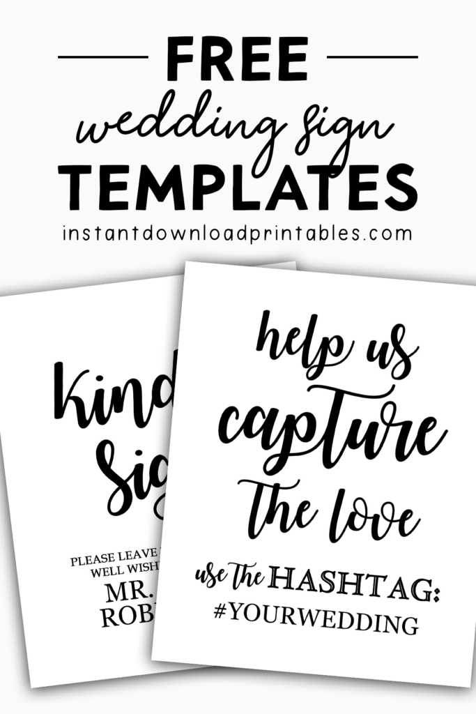 Free Printable Editable PDF Wedding Social Media Hashtag And Wishes Signs Edit In Adobe Reader Instant Download Printables