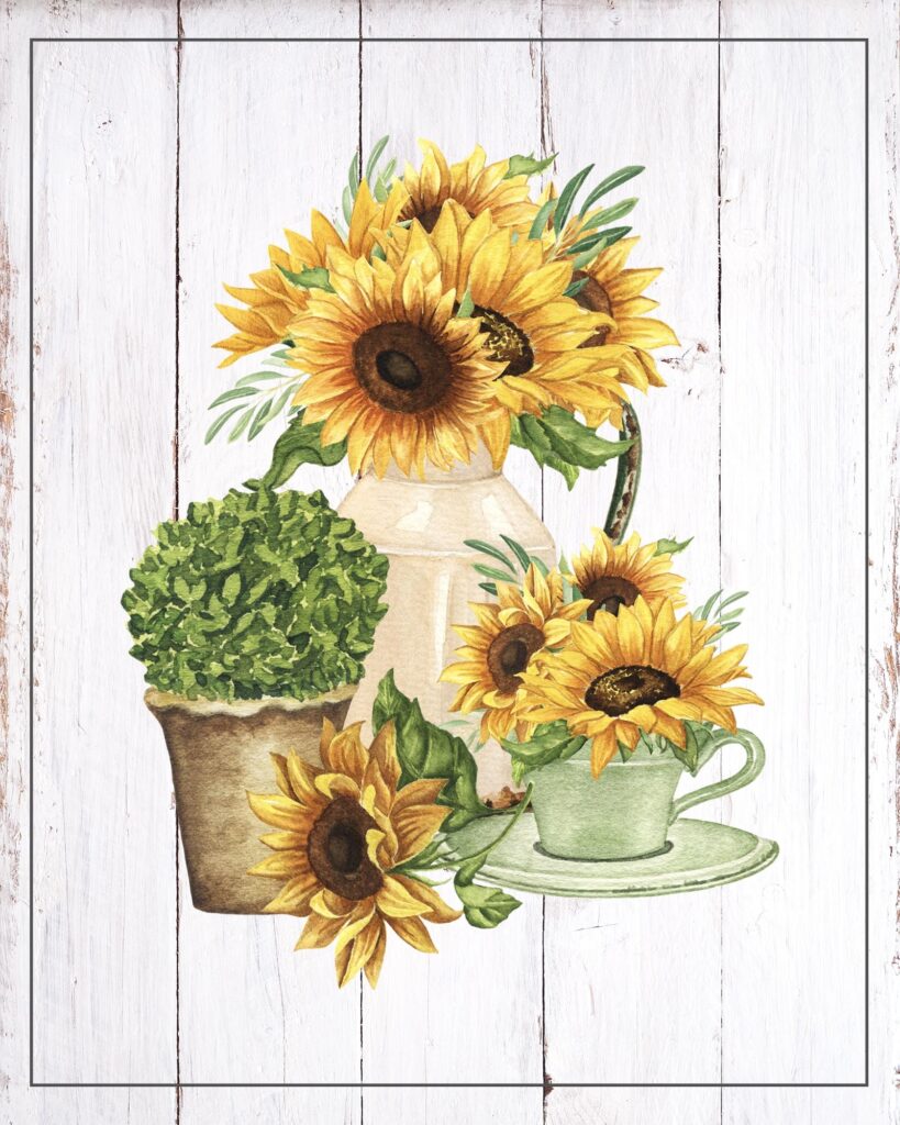 Free Printable Farmhouse Sunflower Vignettes The Cottage Market