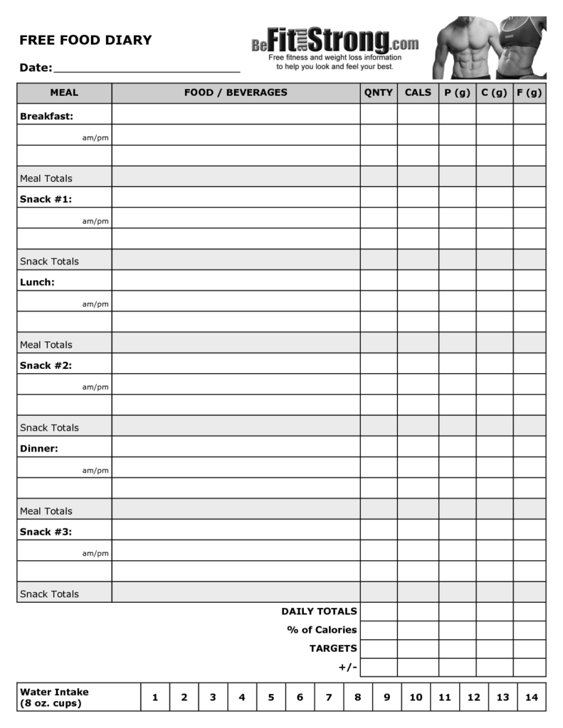 Free Printable Food And Exercise Log Journal Food Diary Template Food Diary Printable Food Journal Printable