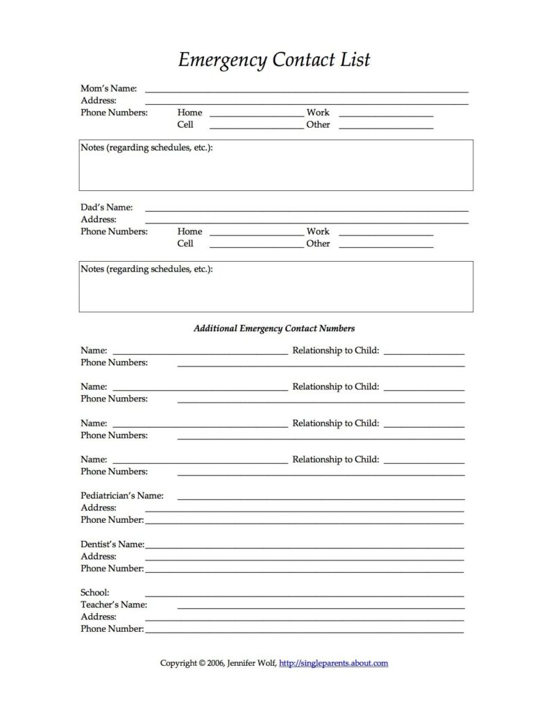 Free Printable Forms For Single Parents