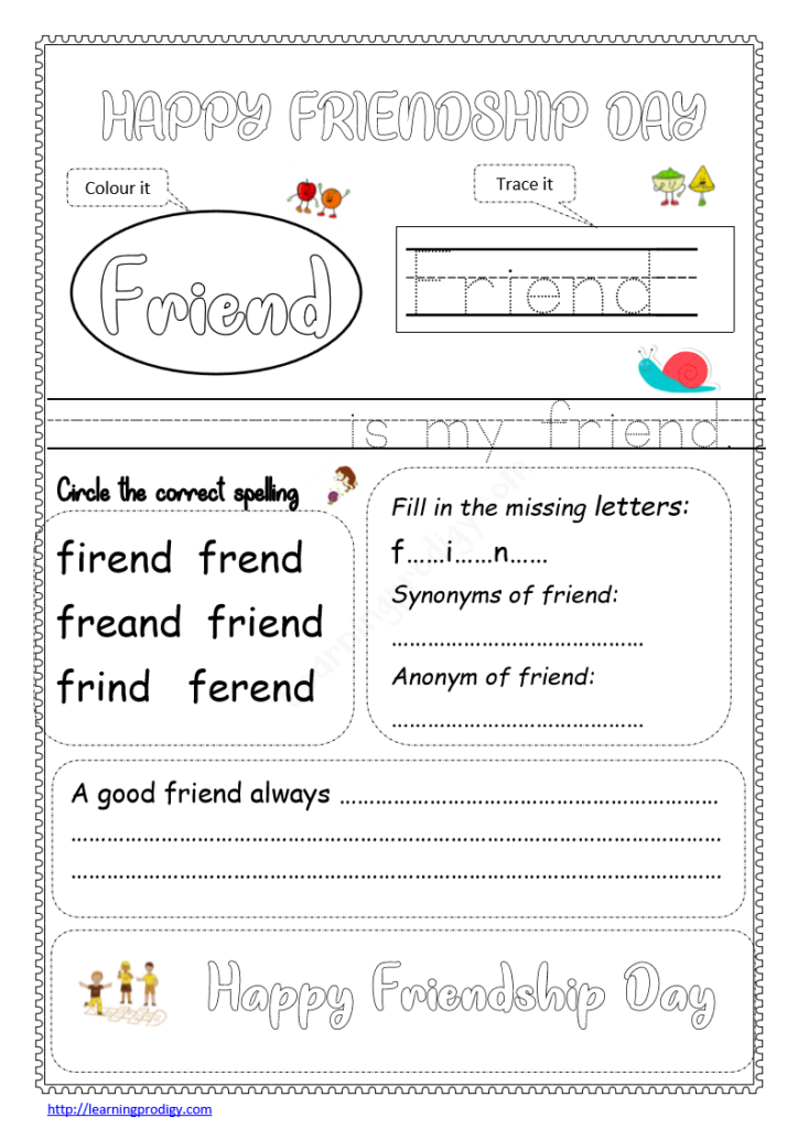Free Printable Friendship Day Activity For Preschool Friendship Day Kindergarten Worksheet LearningProdigy Festival Friendship Day Holidays 