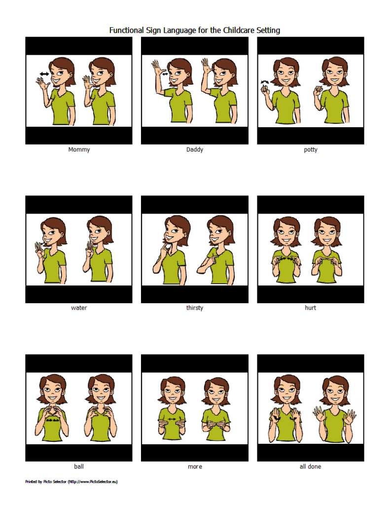 Free Printable Functional Sign Language For The Childcare Setting Sign Language Sign Language Chart Sign Language For Kids