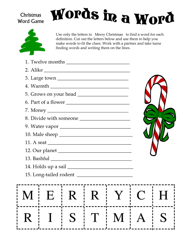 Free Printable Games For Adults Printable Christmas Games Christmas Worksheets Christmas Words