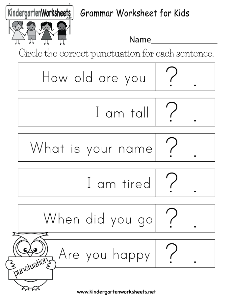 Free Printable Grammar Worksheet For Kids For Kindergarten